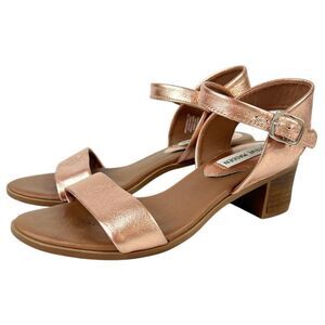 Steve Madden April Rose Gold Brown‎ Chunky Sandals Block Heel Ankle Strap 7.5